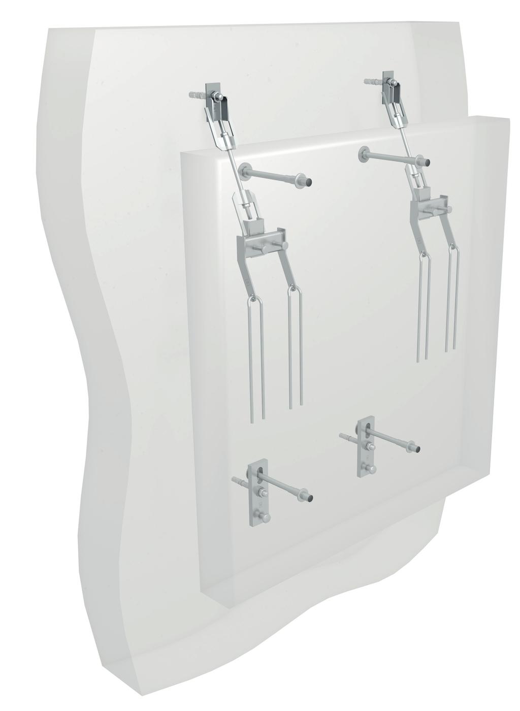Panel hangers FB-H The MOSO panel hanger is an officially approved system. It consists of an upper part, a middle part and a cast-in part.