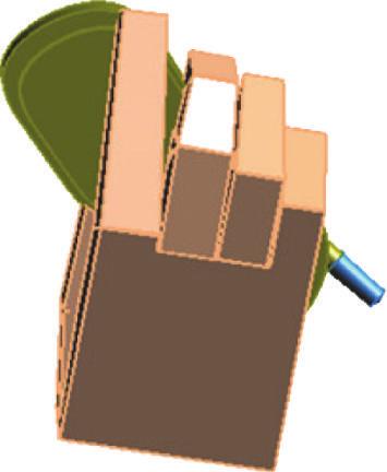 Figure 5: The CAD representation of the proposed semirealistic hand model holding the proposed handset; all hand tissues, hand-bones only. model no. 2, the mesh cells amounts are 6.82675 Mcells and 4.