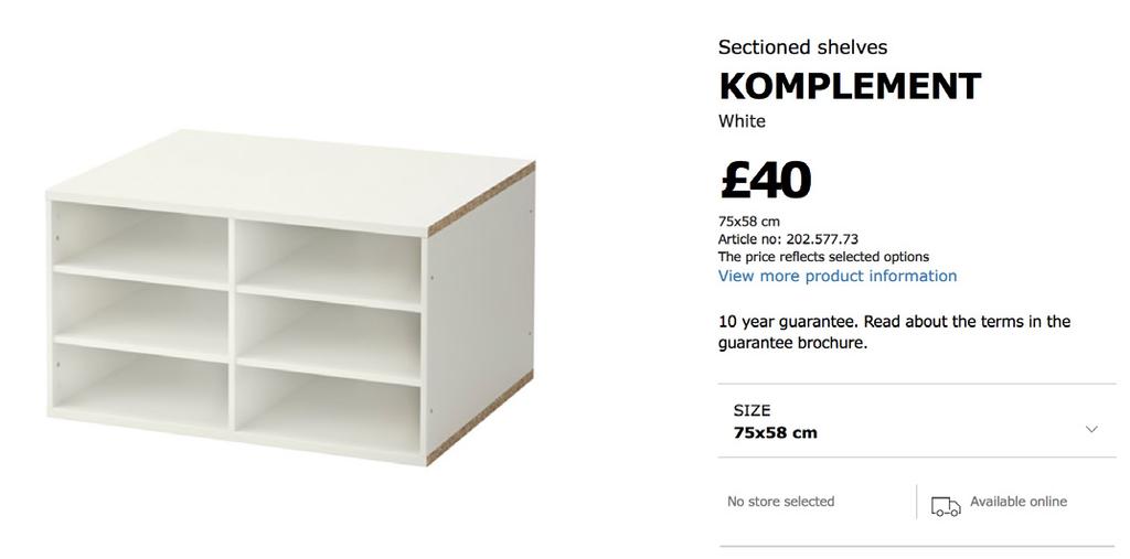Internal Element Details - Components Vendor: IKEA Products: THE KOMPLEMENT RANGE Weblink to buy: http://www.ikea.com/gb/en/search/?