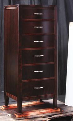 6118 Chelsea two-dr awer night stand H31 W27 D19 Two drawers. Serpentine top with flat front. Reeded design motif. Softened edges.
