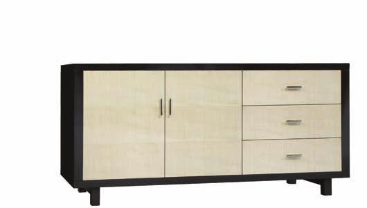 John Widdicomb Collection Shown here: Door and drawer fronts in Y00 Finish. Case in M90 Finish. JW-1420 Moderne TV Console Features two doors on the left.