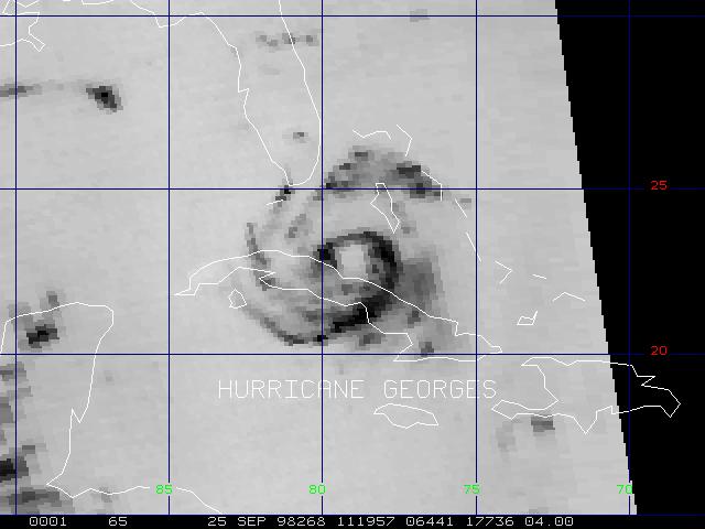 150 GHz AMSU-B image of Hurricane Georges showing rain bands