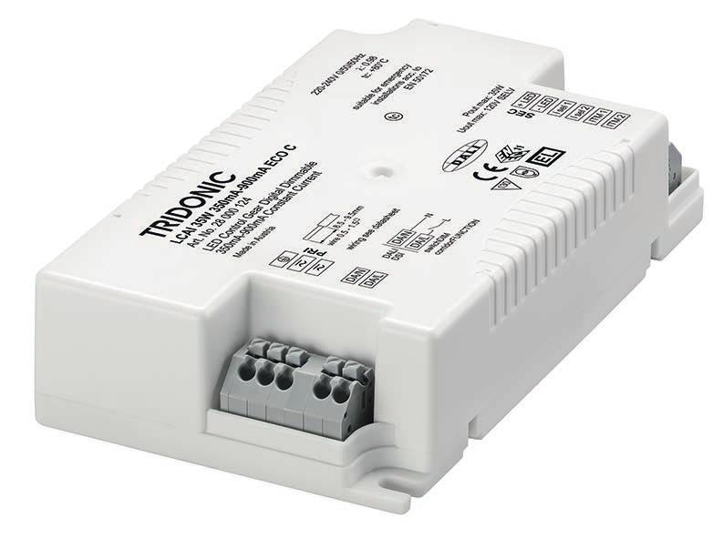 Driver LCAI 35W 350mA 900mA ECO C ECO series Product description Dimmable built-in LED Driver for LED Constant current LED Driver Output current adjustable between 350 900 ma Max.
