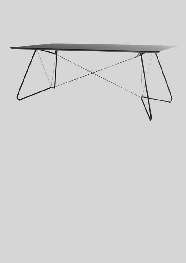 On a string table white laminate, black linoleum H72 x W90 x L200 cm or L170 cm Customize