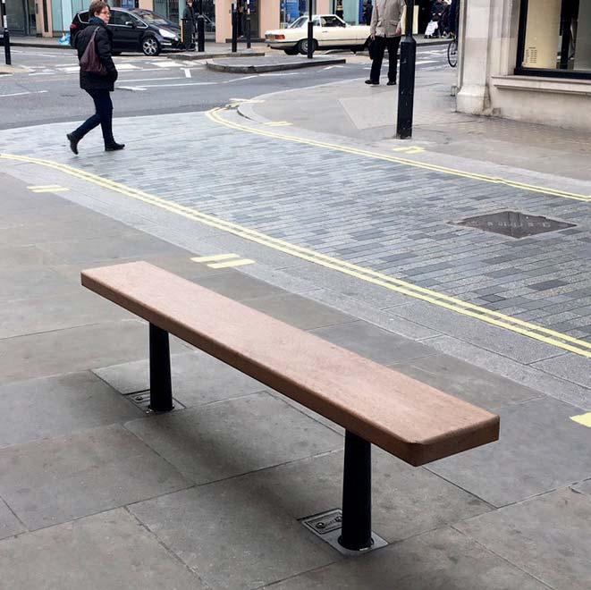 MARYLEBONE BENCH RANGE The Marylebone is a simple, robust, traditional perch-style bench to provide a short term resting point for passer-by.