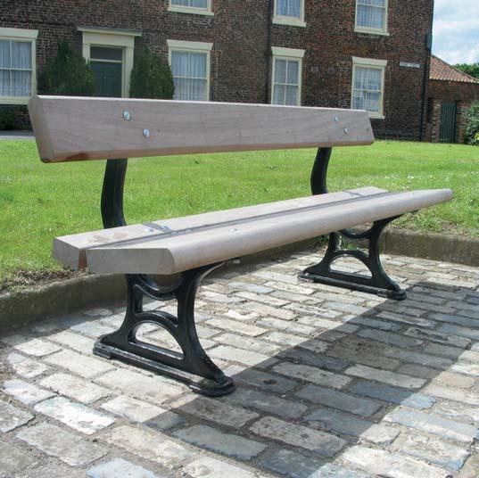 595 775 HARROGATE Cast iron standards - painted finish, to any BS / RAL colour reference Iroko slats - smooth planed finish HG 6 3 person seat, 1800 mm long HG 7 4