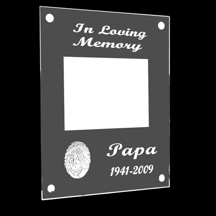 prints can include fingerprint, custom message, and photo GLASS FRAME Fits a 5