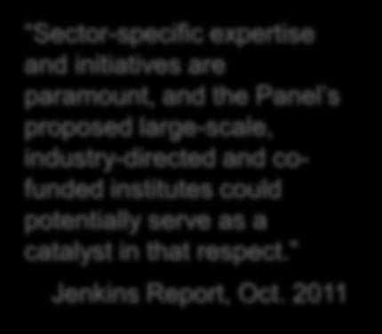 2011 -$20 $0 $20 $40 $60 $80 Sector-specific expertise and initiatives are paramount, and the Panel s proposed large-scale,