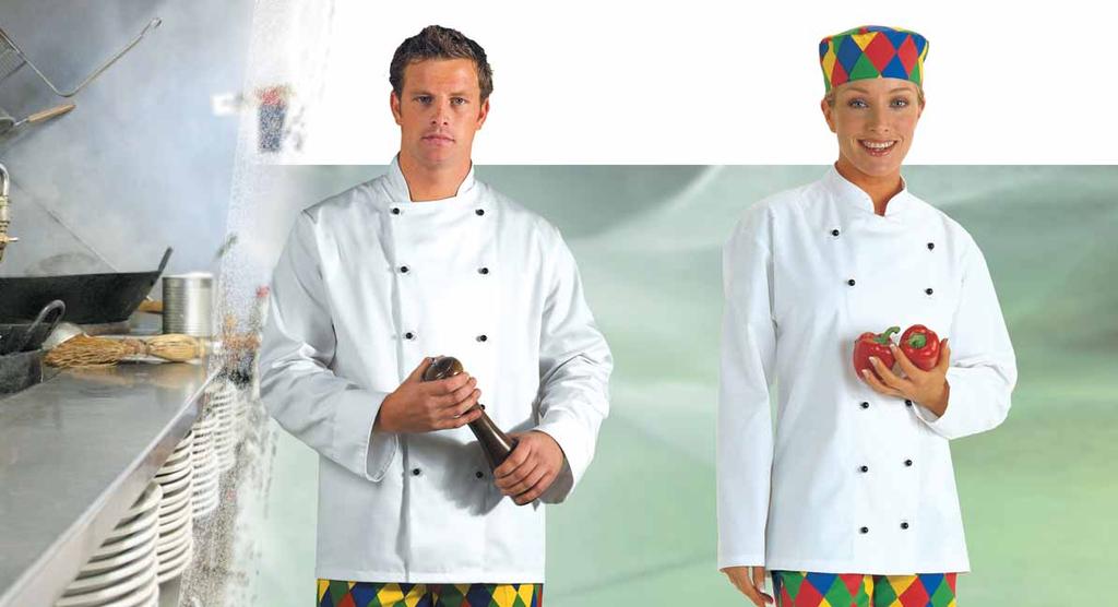 Polyester Cotton Polyester Cotton 4 C834: Somerset Chefs Jacket Unisex fit. Cuff vent. Reversible front.