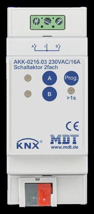 MDT Switch Actuator AKK N MDT Switch Actuator compact 2/4/8/16-fold, MDRC Version AKK-0216.03 Switch Actuator 2-fold 2SU MDRC, 230VAC, 16A AKK-0416.
