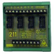 Output Modules 211 Darlington Output 16 transistor switch outputs Each Output switches to GND when operated Each output rated 500mA at up to 50Vdc Total cumulative output of module 1A @50Vdc Switched