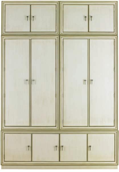 Custom Elements CABINET SHOP SAMPLE CONFIGURATIONS 101SNB-00 Alex Three Drawer Chest S-2 Taupe Faux Shagreen drawers, NB Brushed Nickel