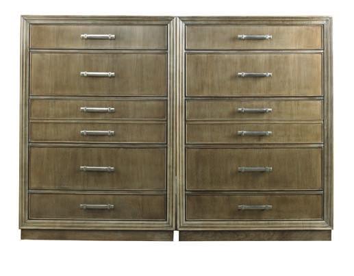 Modern Walnut finish with Silver striping (2) 102WNB-79 Ben Five Drawer Chests, Wood