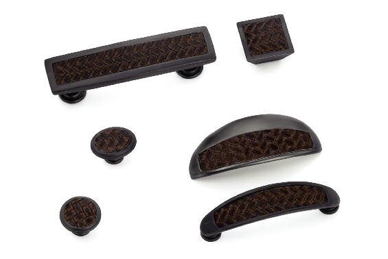 12392 3 1/2 c/c Oil Rubbed Bronze with Umber Brown Leather 12291