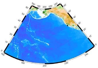 Figure 2 Point Sur Array (black dot) Pacific Basin Exposure The array, anchored southwest of the