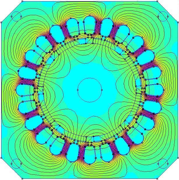 12 The magnetic field map of DW-PMSM in 