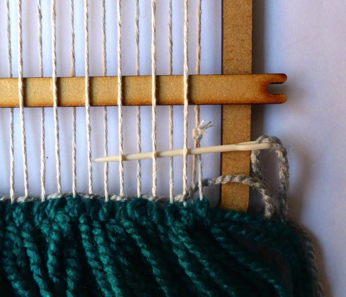 Be careful not to pull the yarn too much from one side to another, otherwise the weaving won t be uniform and will shrink on the sides as you weave.