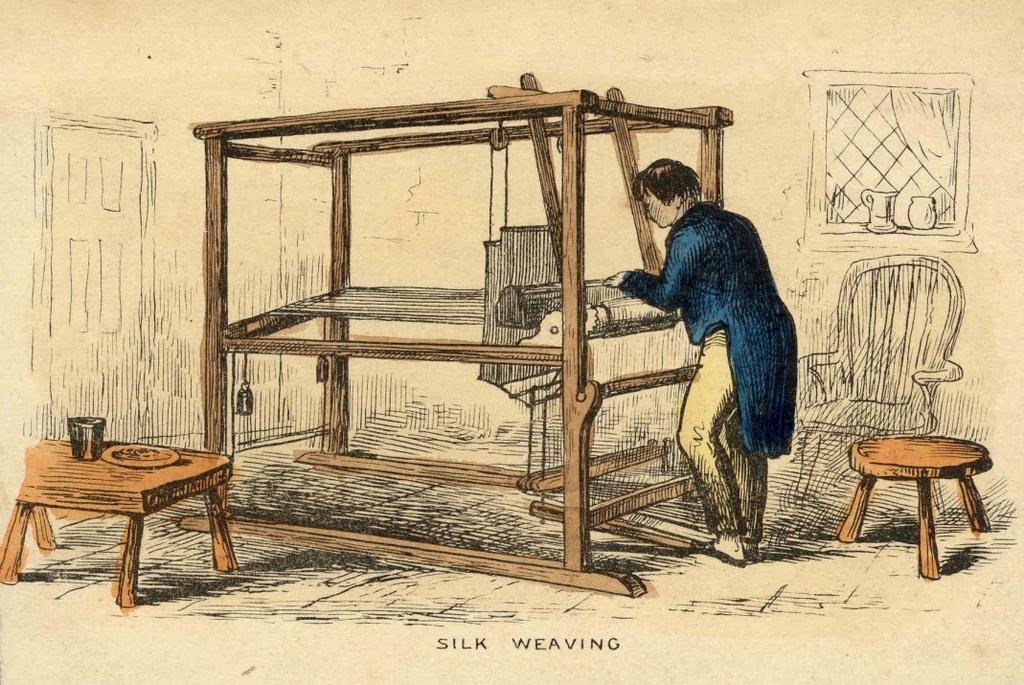 History of Weaving Weaving is the method of fabric production in which two distinct sets of yarns or