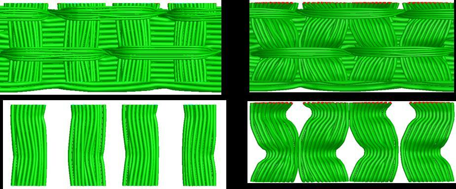 Warp yarn tension depends on constant tension applied to warp ends. Fabric unit cell topology is shown in Figure 4-10 (a).