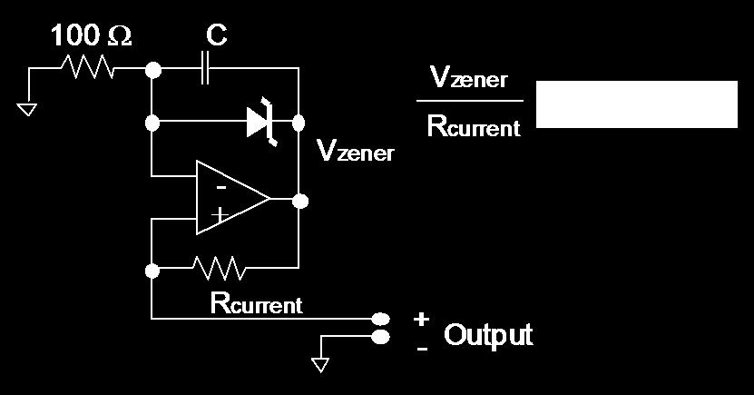 7.1.3 Building a simple constant current supply A simple constant current supply can be build using a zener diode, two resistors, a capacitor, a general-purpose operational amplifier (e.g., LM741N) and two 9-volt batteries.