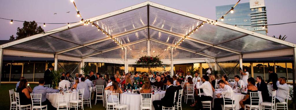 MARQUEE'S Clear roof & classic white marquees in a range of sizes. WHITE MARQUEE CLEAR MARQUEE SEATED BANQUET STANDING 10m X 12m $1680.00 + GST 10m X 12m $2400.