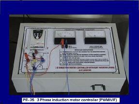 current and O/P A.C. Voltage. Test point and isolating transformer is provided to see PWM O/P waveform Unit comes With 0.5 H.P., 230 V, 3 phase, induction motor and loading arrangement.