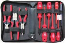10-piece Electricians Tool Set Electronic Pliers / Circlip Pliers - 6 insulated screwdrivers: - plain slot 0,5-0,8-1,0 mm - cross slot PH 0-1-2-1 voltage tester 140