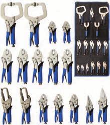16-piece Vice Grip Pliers Set - 3 round nose locking pliers, 185 x 55mm - 5 round nose locking pliers, 235 x 65 mm - 2 welding locking pliers 235 x 65 mm - 2 round nose locking pliers, 135 x 45mm - 2