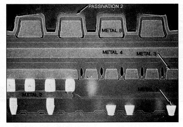 + + + + Well Well Schematic cross-section of a modern silicon IC. (Reprinted with permission of Integrated Circuit Engineering.) Actual cross-section of a modern microprocessor chip.