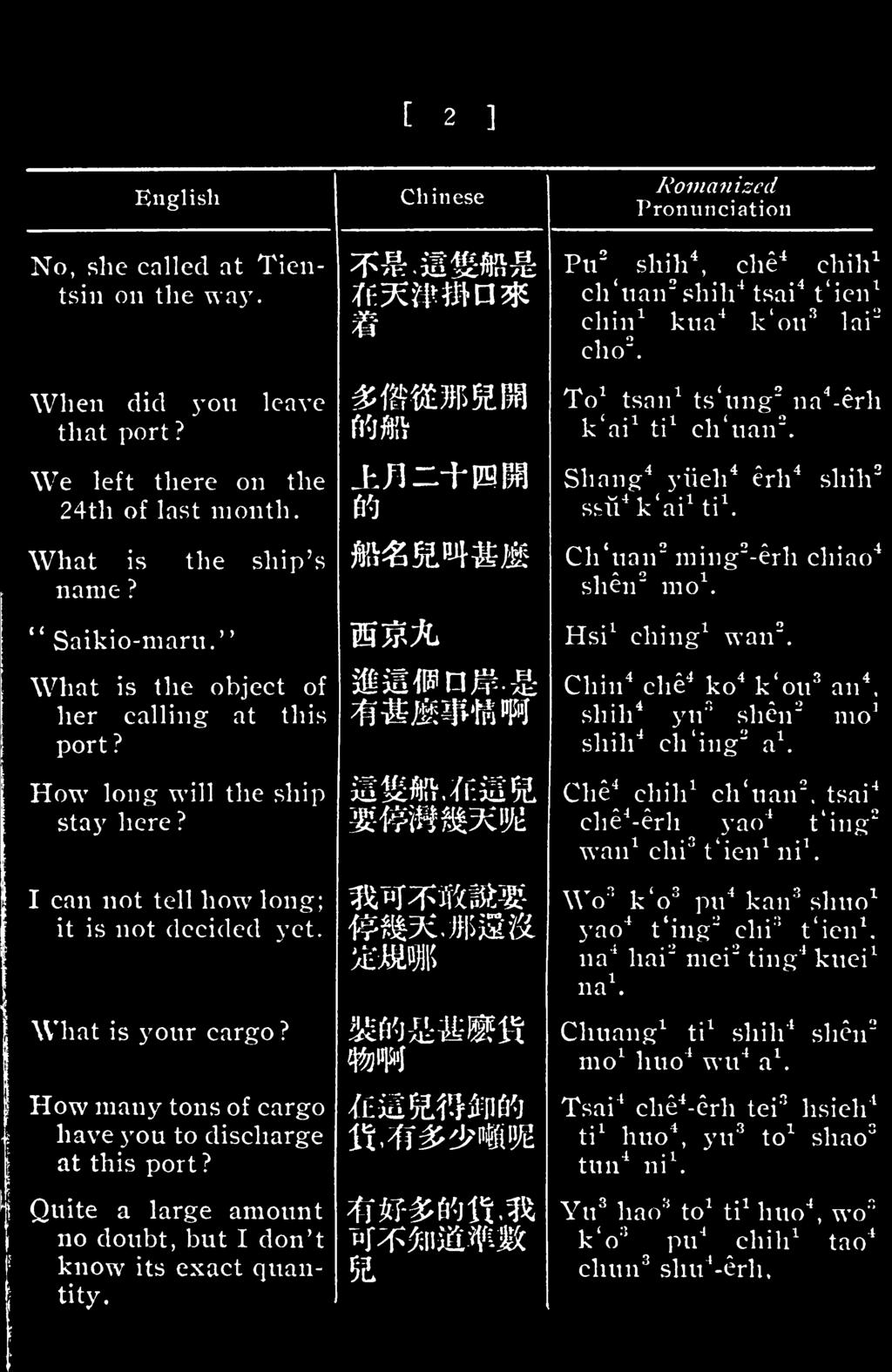 Chinese Romanized Pronunciation Pu 2 shih 4 che 4 chih 1, ^ ch'uairshih 4 tsai 4 t'ien 1 chin 1 kua 4 k'ou 3 lai" cho 2. To 1 tsan 1 ts'nng 2 na 4 -erh k'ai 1 ti 1 ch'uan 2.