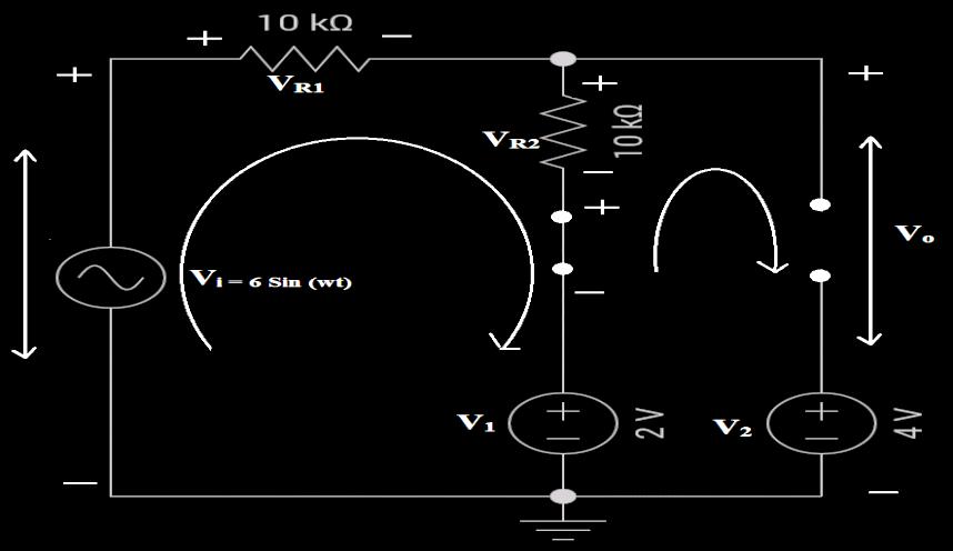 1) Sketch the output waveform V o to the time scale Solution