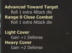 Enemy Actions oll for Enemy Movement If any roll, on any die is equal to or greater than your Unit s Attack Value, you Destroy the Target.