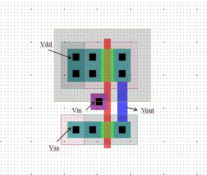 To achieve the above condition, the W/L ratio of the NMOS transistor, M1 has been increased such that the output goes to 0V when the input is +2.