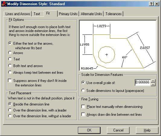 Figure 3.13 The Dimension Style Manager window There are 6 tabs in the Modify Dimension Style window; Lines and Arrows, Text, Fit, Primary Units, Alternate Units, and Tolerances.