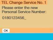 Telephone Servce numbers Changng personal servce number P82.85-9157-31 Turn the rght-hand rotary/pushbutton v to hghlght Change 1 n the Servce No. menu and press to confrm. The Change Servce No.