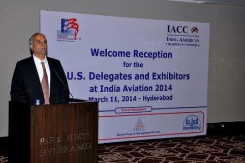 IACC hosted a welcome reception on March 11, in honour of the U.S. delegates and Exhibitors who participated at the India Aviation Show 2014 held from March 12-16 in Hyderabad.