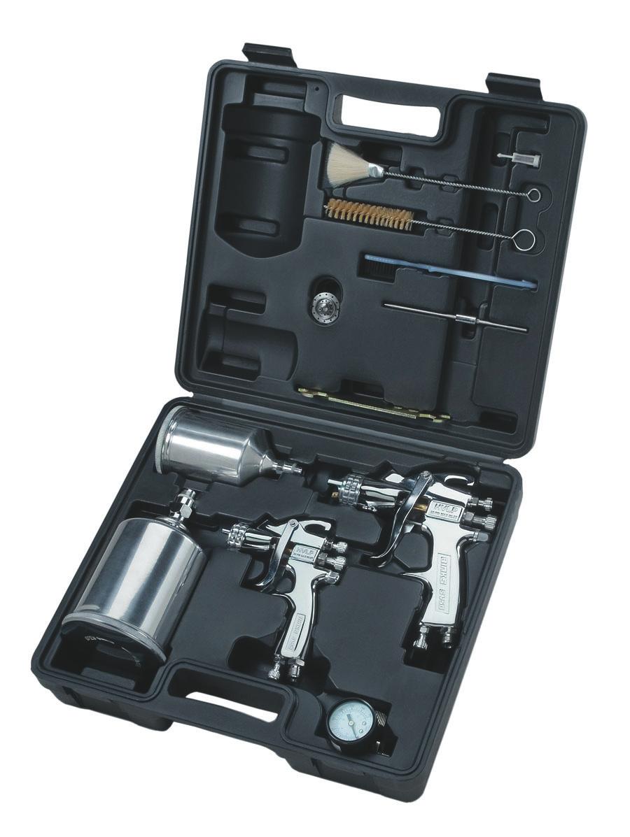 Professional quality at an affordable price. The Binks SV50 Spray Gun Combo Set is excellent for professional use with water-borne and oil-based paints, stains, and other coatings.