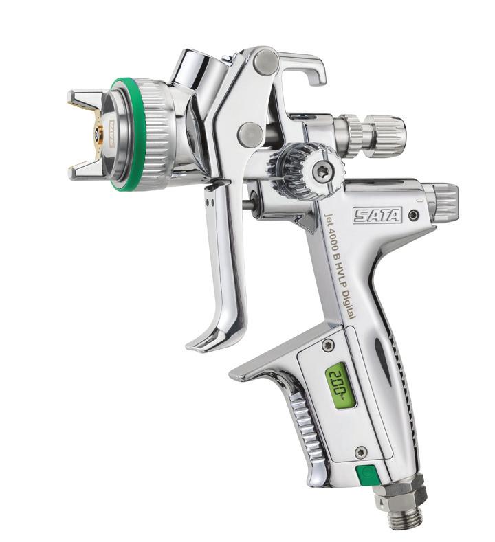 electronic pressure gauge features The gun handle as well as all control elements are ergonomically formed for perfect gun control Robust in their design, SATA spray guns are low in weight SATAjet