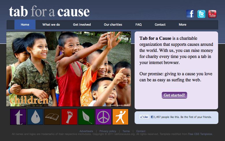 IDEA #1 TAB FOR A CAUSE Tab for a Cause is a browser extension that allows you to raise money for charity while you