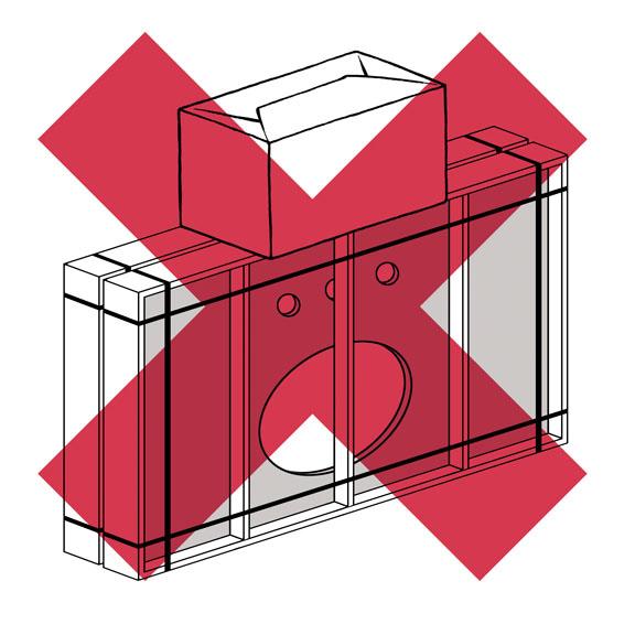 1. Storage 1. Keep marble top in it s crate until installation. 2. Store crate vertically in a place safe from being hit or knocked over 3. Do not stack anything on top of the crate. 2. Opening crate 1.