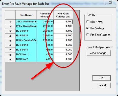 Example Figure 18: PTW study set-up - pre-fault voltages 13.1.4.