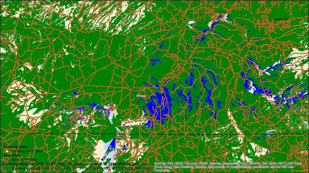 Predicted Vehicle VHF Coverage Map Alcova New