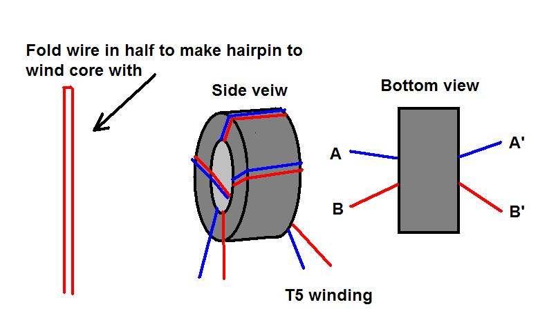 Winding the toroid coils: This is a task some builders don't like, but it is pretty easy. The wire should be wound snug to the sides of the core and conform the outline of the core.