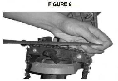 If the chain has been repeatedly sharpened, the chain depth limiting gauges may need to be taken down with a flat file(not included). See FIGURES 8&9.