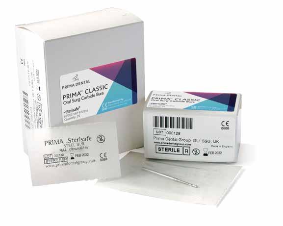 PRIMA STERISAFE PRIMA STERISAFE Single use pre sterile burs in individual pouches offer the patient and dental professional confidence and ultimate infection control, eliminating cleaning and