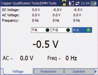 Complete Metallic Testing Including Digital Multimeter (DMM) and Voice Frequency optische Spleiss- (VF) und Messtechnik With the AXS-200/635, AC and DC voltage measurements are automatically