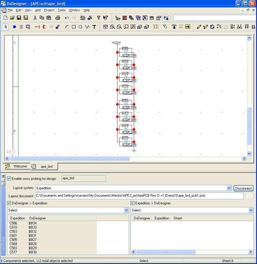 7/2/2007 6 Figure 5: Windows and Dialog Boxes used for Schematic Cross Probe Part Placement For high speed digital design, bypass capacitors are essential.