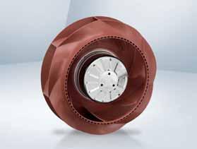 EC centrifugal fan - RadiCal backward curved, for automotive applications, Ø Material: Impeller: Glass-fi ber reinforced P plastic (according to UL 9 V) Rotor: Galvanized Electronics housing:
