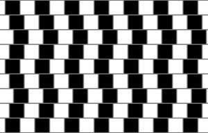 The café wall illusion is an optical illusion, first described by Doctor Richard Gregory.