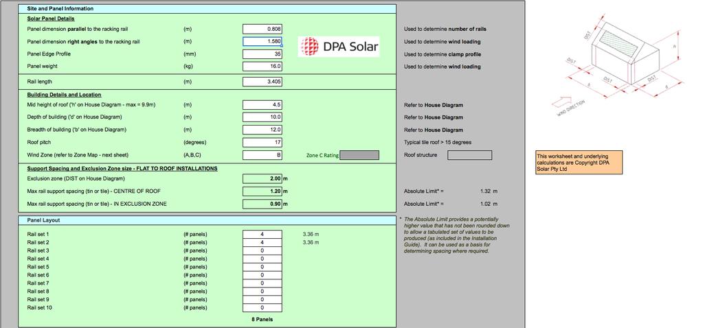 Enter your panel details, roof parameters and wind region, and the racking calculator will create a Bill of Materials